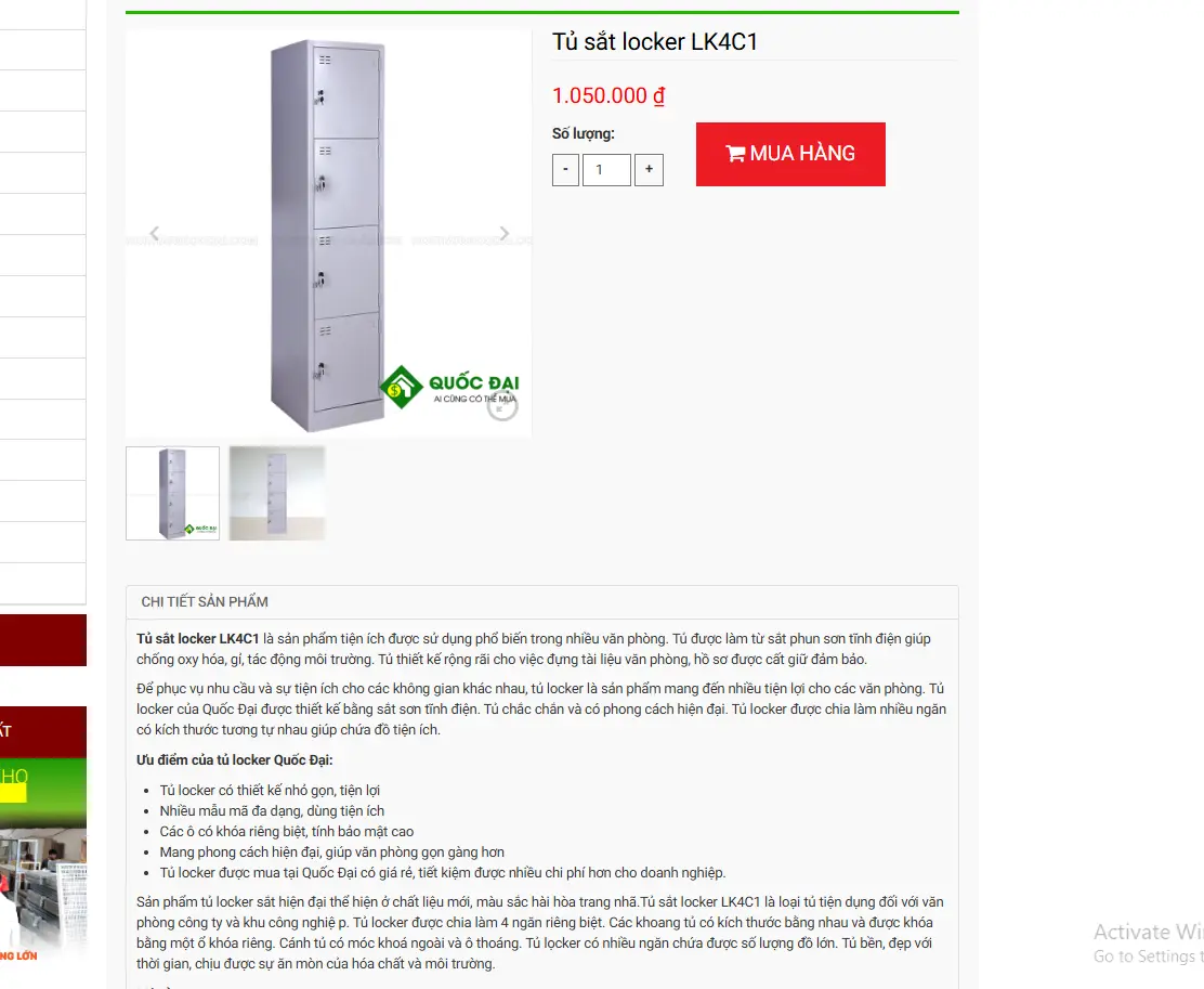 Tủ Locker Sắt 4 Ngăn (1 Cột) - HN211 thumbnail 2