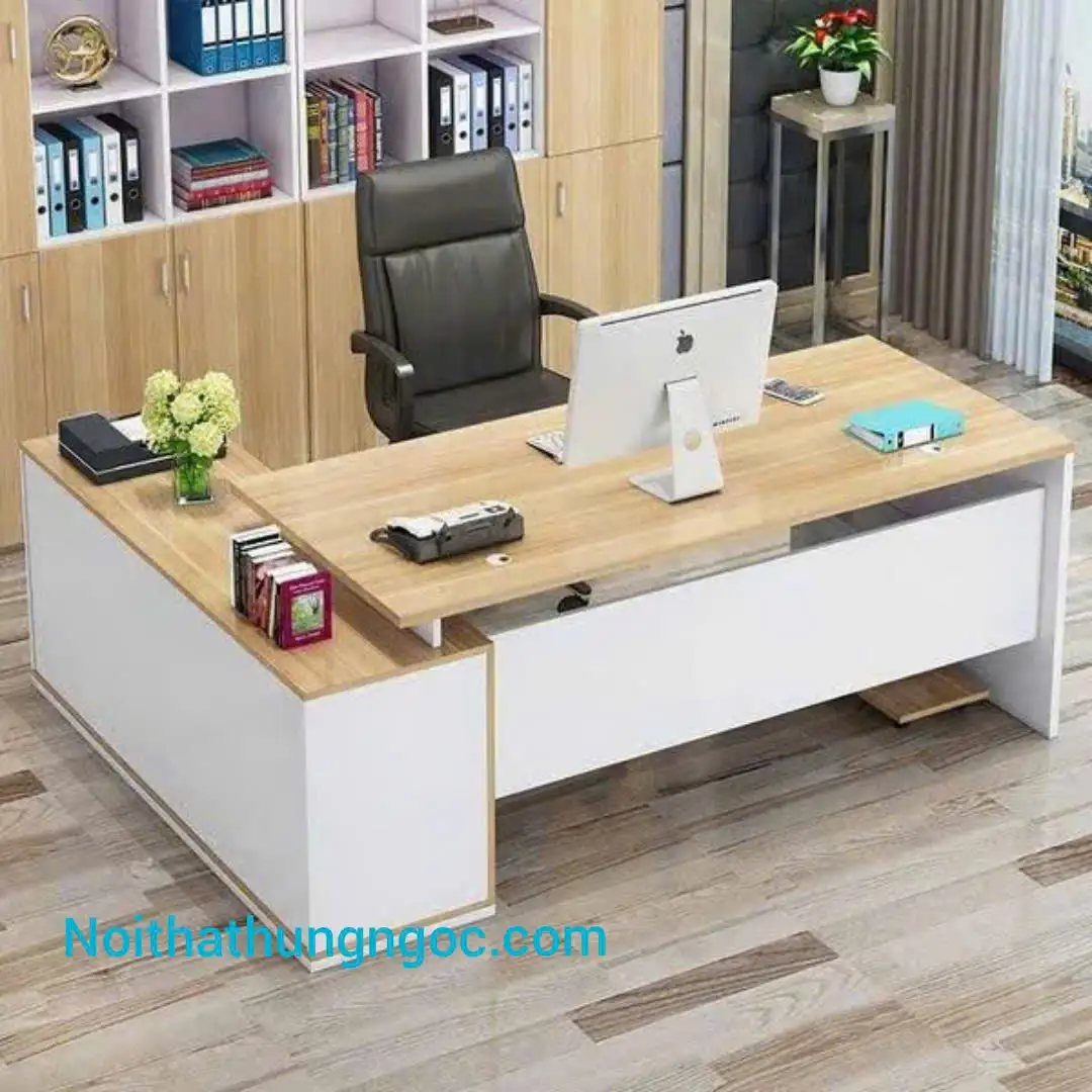 Hình ảnh thực tế Bàn Giám Đốc Kèm Tủ Phụ-HN1108