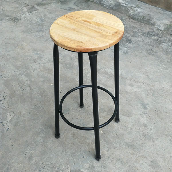 Hình ảnh thực tế Ghế Bar Chân Sắt Không Tựa Mặt Gỗ-HN804