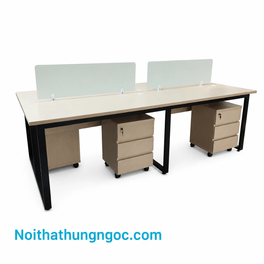 Cụm bàn làm việc 4 chỗ gỗ MFC HN29 giá rẻ thumbnail 1