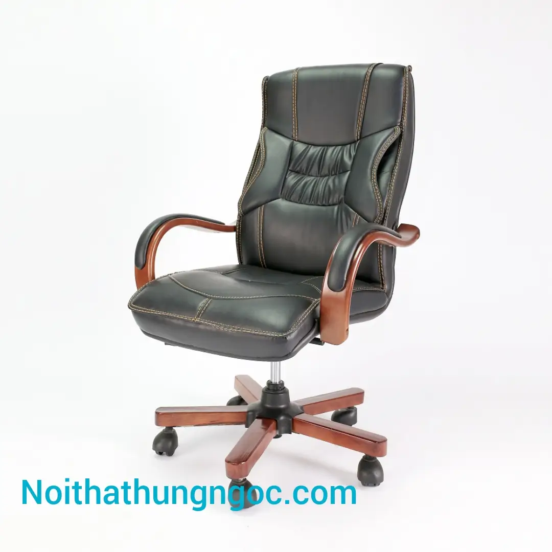Nội thất Hùng Ngọc - Ghế Giám Đốc Chân Xoay Gỗ Cao Cấp HN1707