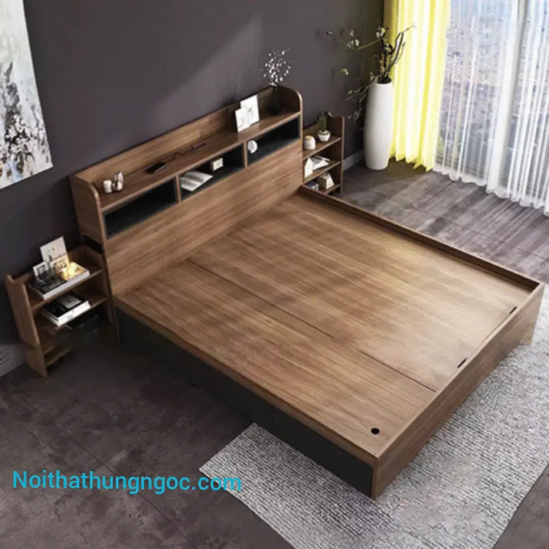 Hình ảnh thực tế Giường Ngủ Thông Minh Kết Hợp Kệ Trang Trí - HN1502
