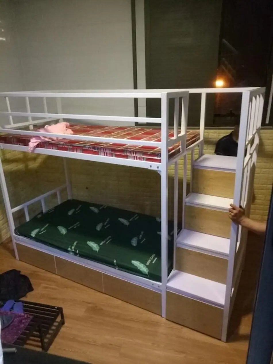 Giường Sắt 2 Tầng Cao Cấp Kết Hợp Bậc Thang Hộp Gỗ HN412 thumbnail 2