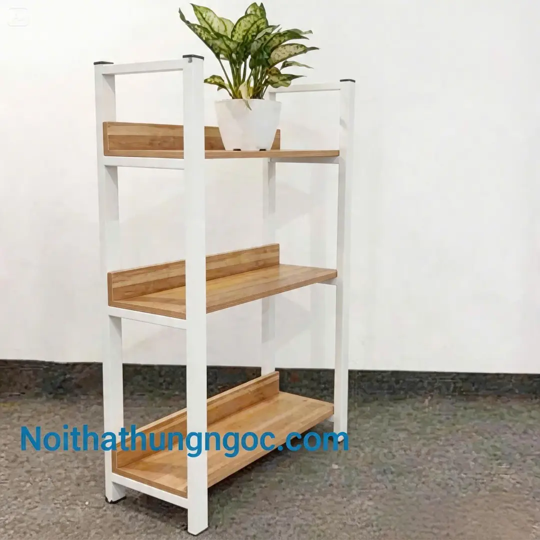 Nội thất Hùng Ngọc - Kệ Gỗ Khung Sắt 3 Tầng Trang Trí - HN1903