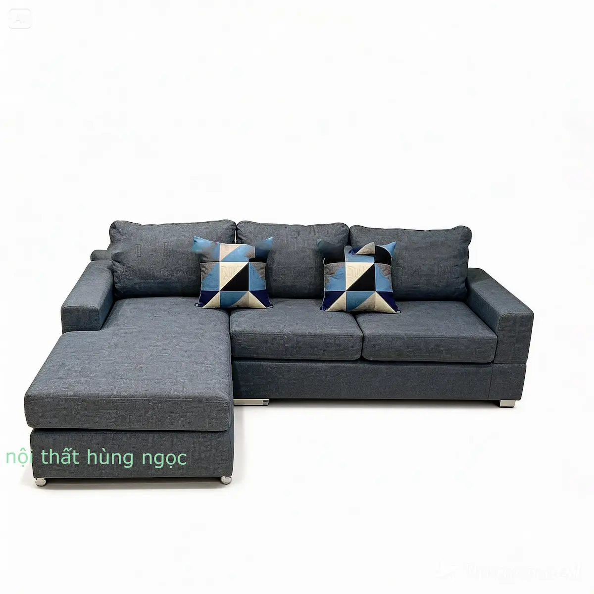 Nội thất Hùng Ngọc - Sofa Góc Chữ L Nỉ Màu Ghi Hiện Đại HN108