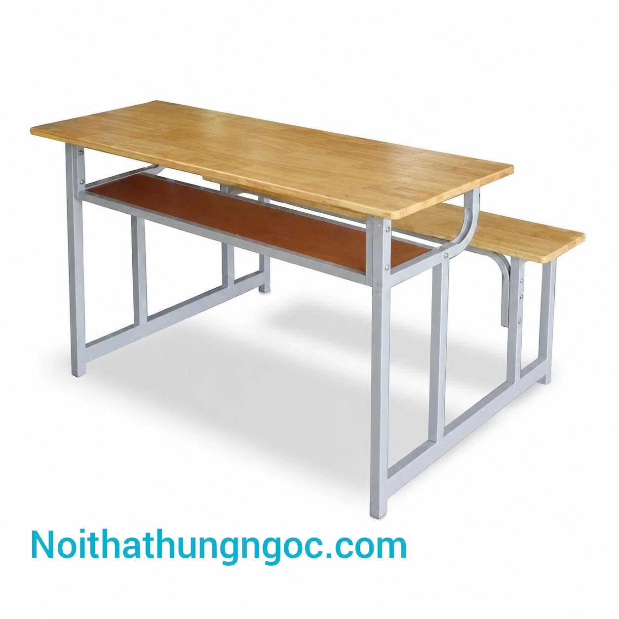 Bộ Bàn Ghế Học Sinh Liền Ghế Gỗ Cao Su Ghép Thanh HN605 thumbnail 1