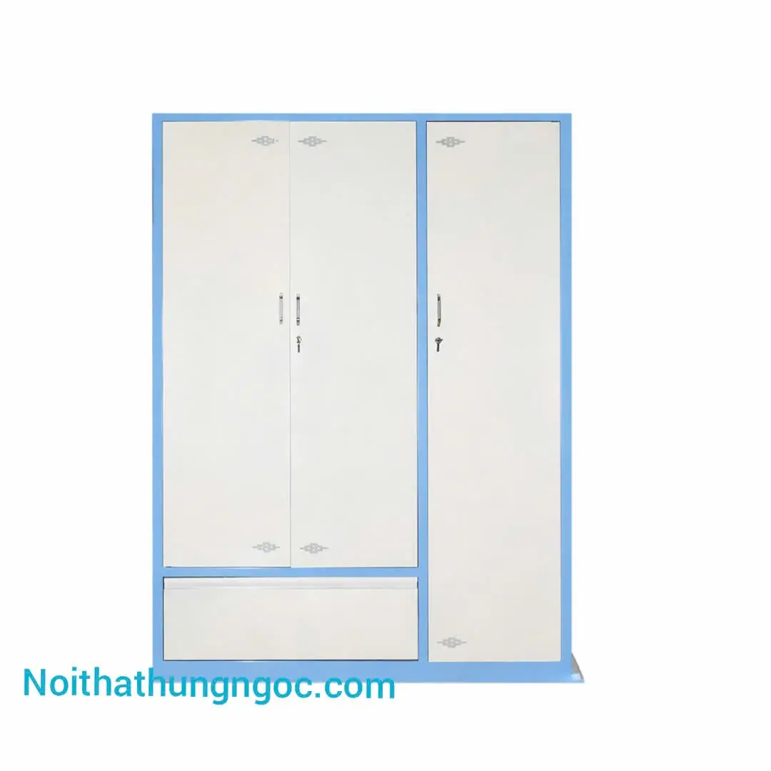 Tủ Sắt Quần Áo 3 Cánh Trắng Xanh - HN906 thumbnail 1