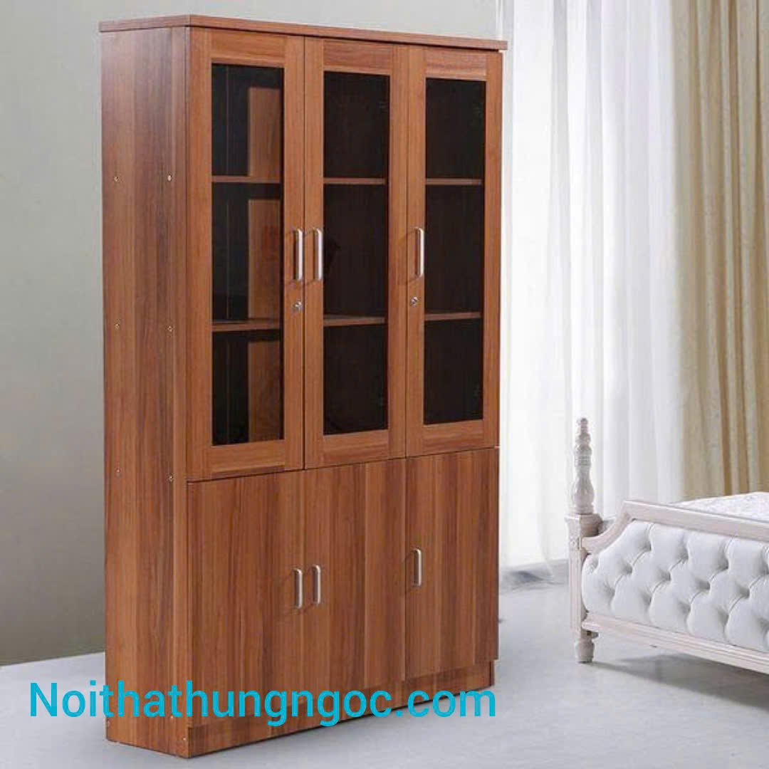 Hình ảnh thực tế Tủ Tài Liệu 3 Buồng Vân Gỗ HN323- Nội Thất Hùng Ngọc
