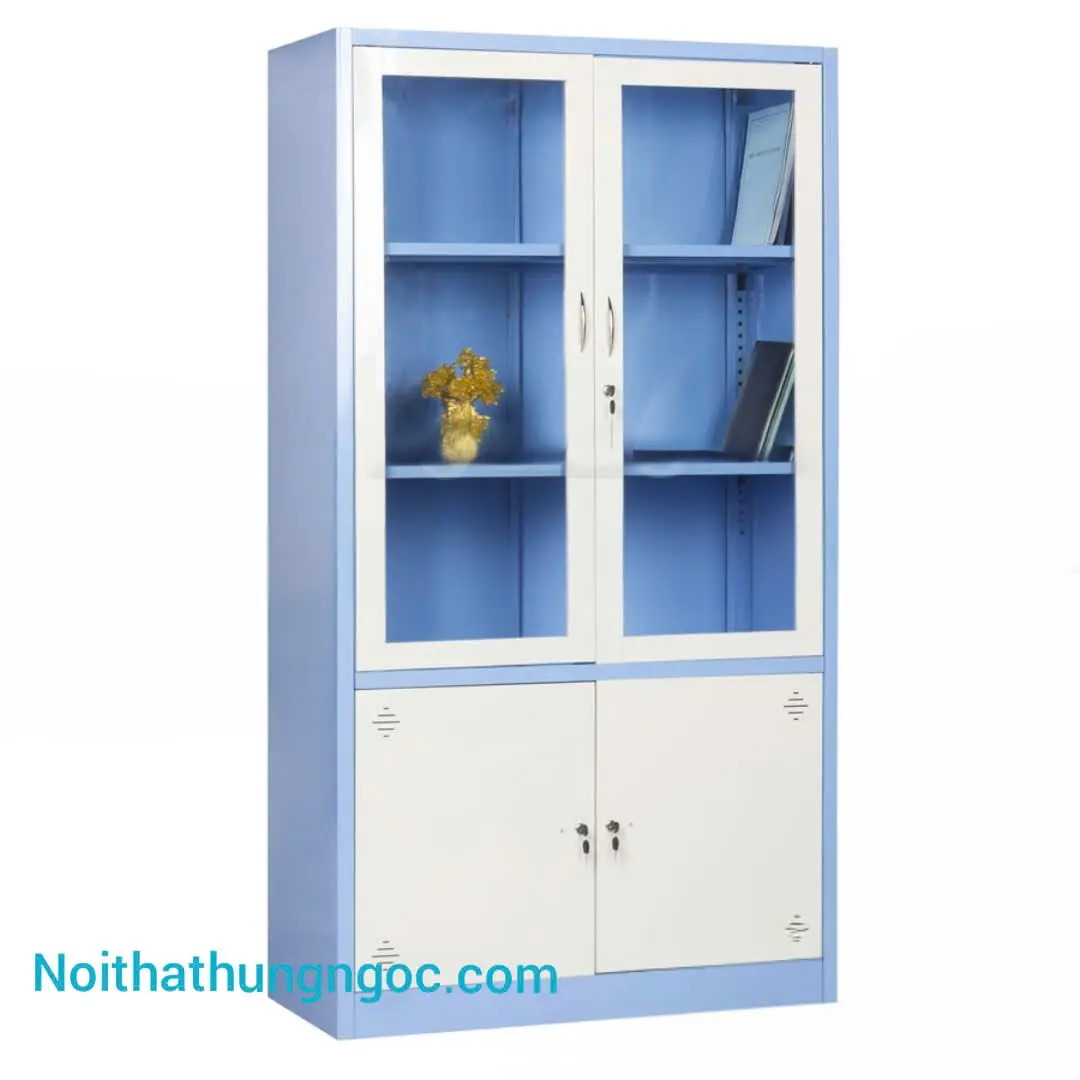 Nội thất Hùng Ngọc - Tủ Tài Liệu Sắt K3 Trắng Xanh - HN1409