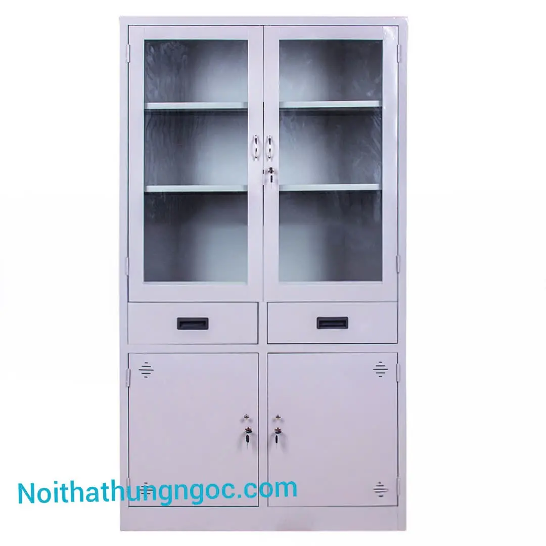Nội thất Hùng Ngọc - Tủ Tài Liệu Sắt Hai Cánh Ngăn Kéo - HN1408